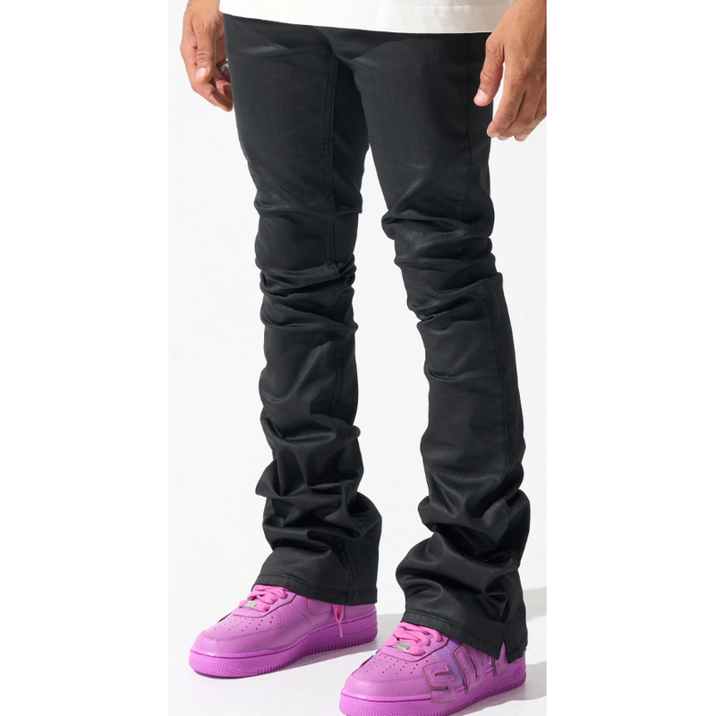 SERENEDE Caviar Wax Stacked Jeans "Black"