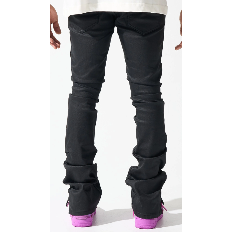 SERENEDE Caviar Wax Stacked Jeans "Black"