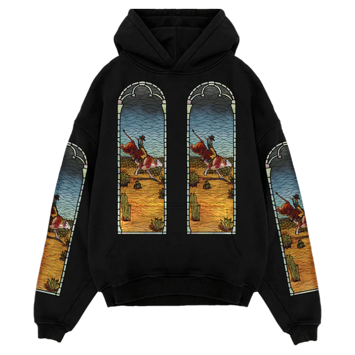 Who Decides War X Est Gee Stained Glass Hoodie "Black"