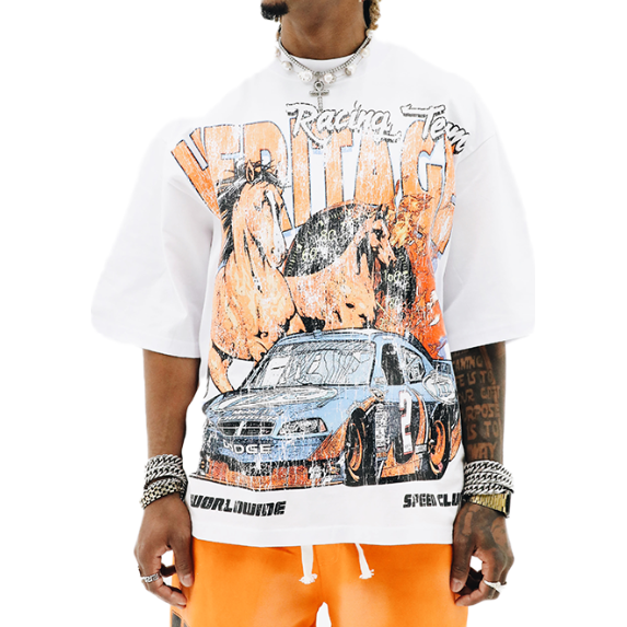 Heights District Heritage Horse Race Tee "White"