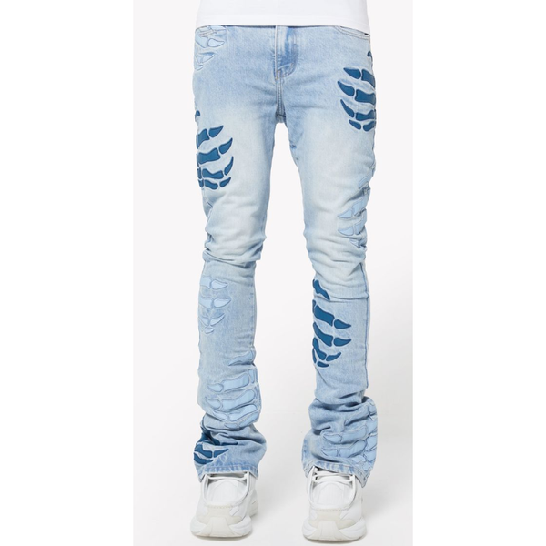 Guapi Dagger Stacked Denim Jeans “Aqua Blue”