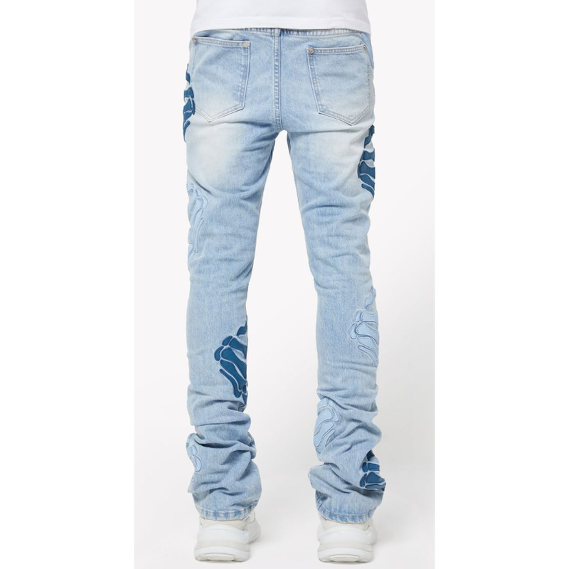 Guapi Dagger Stacked Denim Jeans “Aqua Blue”