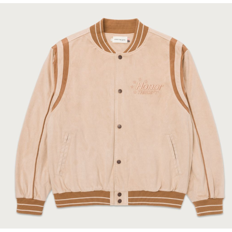 Honor The Gift Oil Head Varsity Bomber Jacket "Tan"