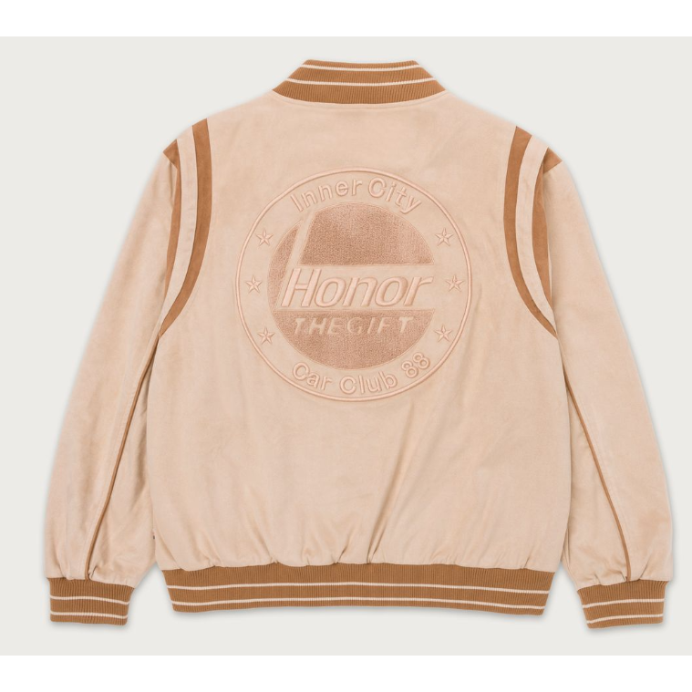 Honor The Gift Oil Head Varsity Bomber Jacket "Tan"