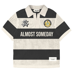 Almost Someday Crochet Knit Polo Shirt "Cream"