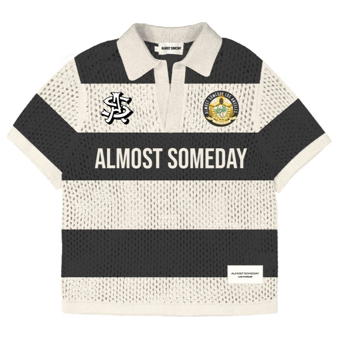 Almost Someday Crochet Knit Polo Shirt "Cream"