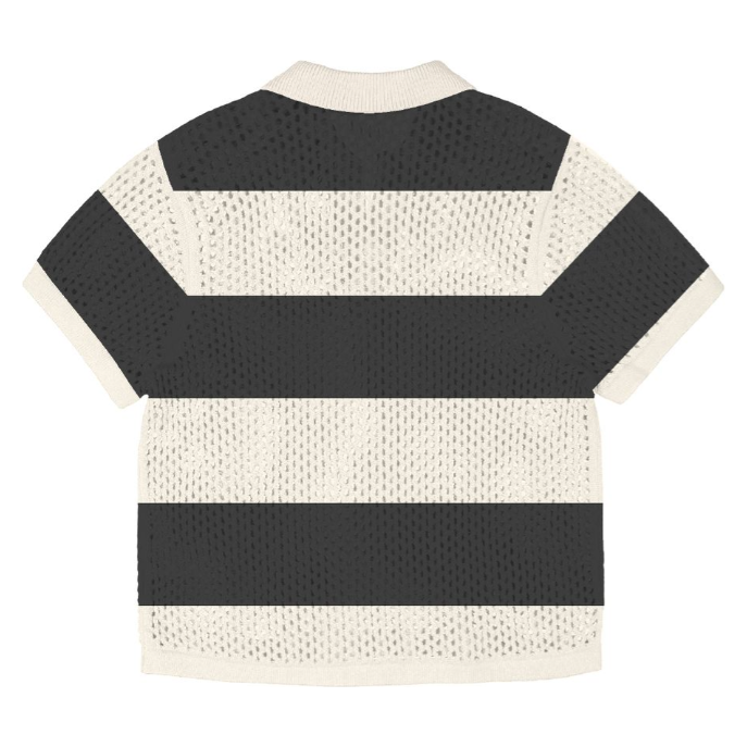 Almost Someday Crochet Knit Polo Shirt "Cream"