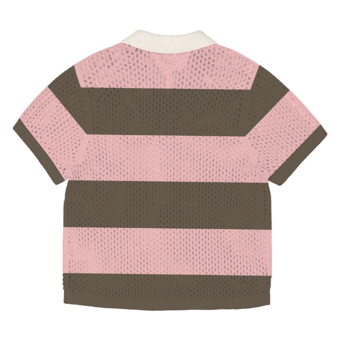 Almost Someday Crochet Knit Polo Shirt "Pink"