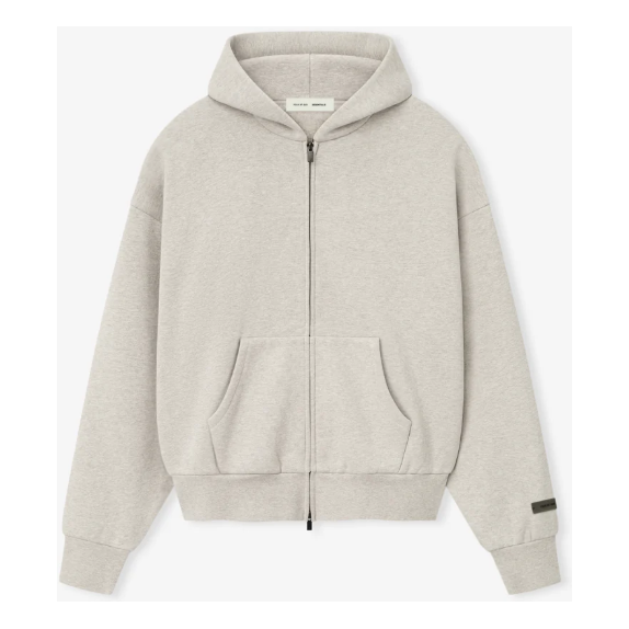 Fear of God Essentials Classic Fit Zip Up Hoodie "Heather Stone"