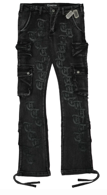 TRNCHS Repetition Cargo Stacked Pants "Grey Wash"