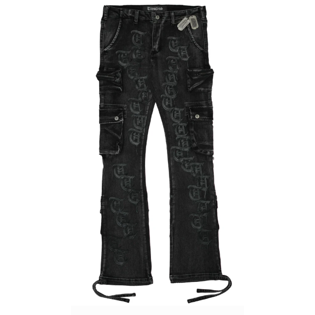 TRNCHS Repetition Cargo Stacked Pants "Grey Wash"