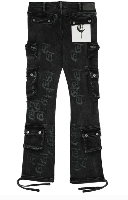 TRNCHS Repetition Cargo Stacked Pants "Grey Wash"