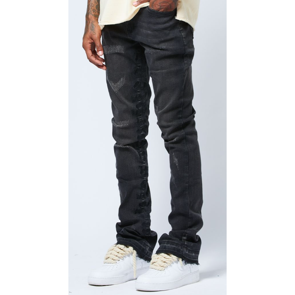 AJENDA Light Destressed Skinny Fit Jeans "Washed Black"