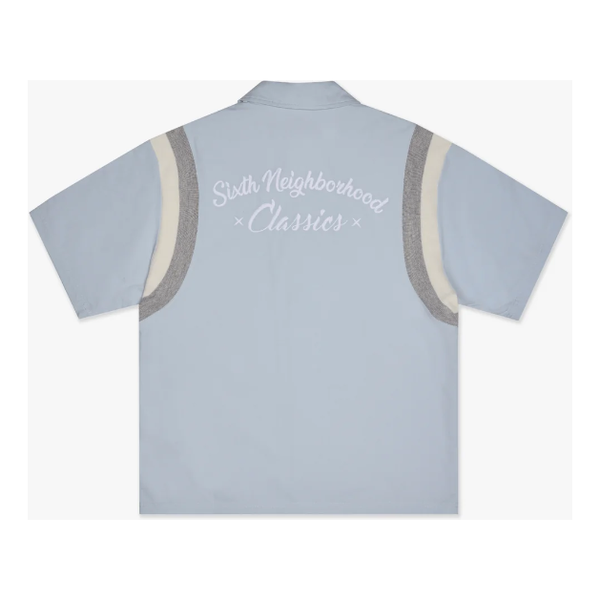6TH NBRHD Button Up Tee "Baby Blue"