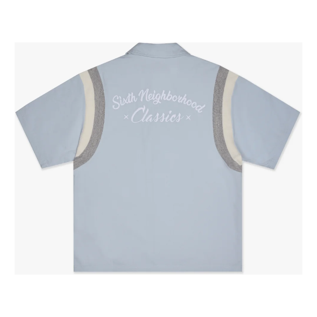 6TH NBRHD Button Up Tee "Baby Blue"