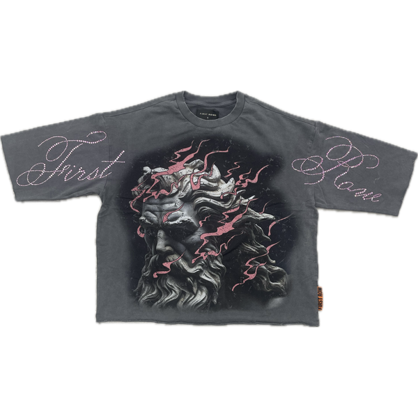 First Row Stone Head Tee "Dark Grey/Pink"