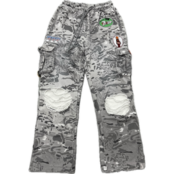 Triple Sevens Patchwork Camo Cargo Sweatpants "Grey"