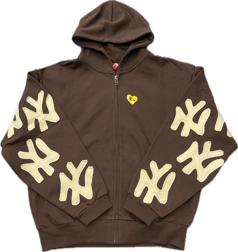 Red Letters Love Scattered Zip Up "Brown"