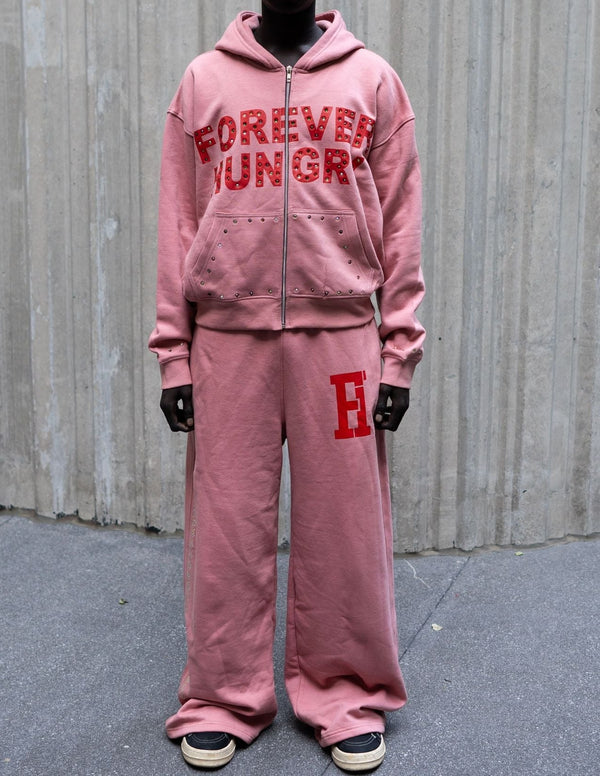 Forever Hungry Gemstone Tracksuit Set "Nude Pink"