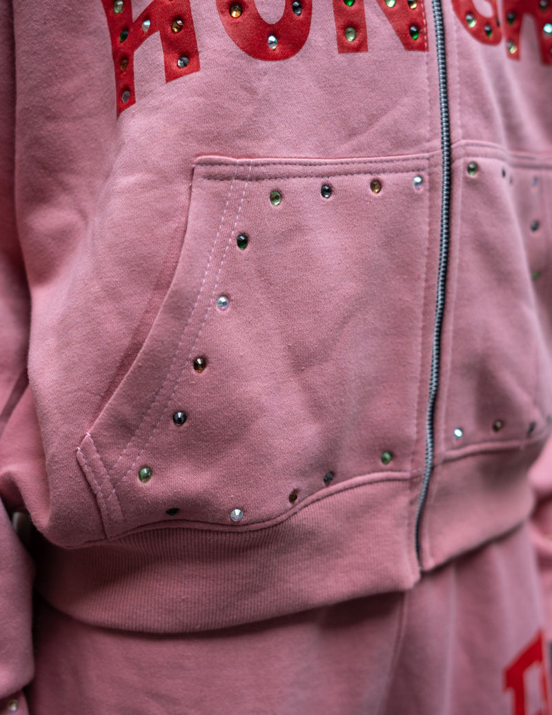 Forever Hungry Gemstone Tracksuit Set "Nude Pink"