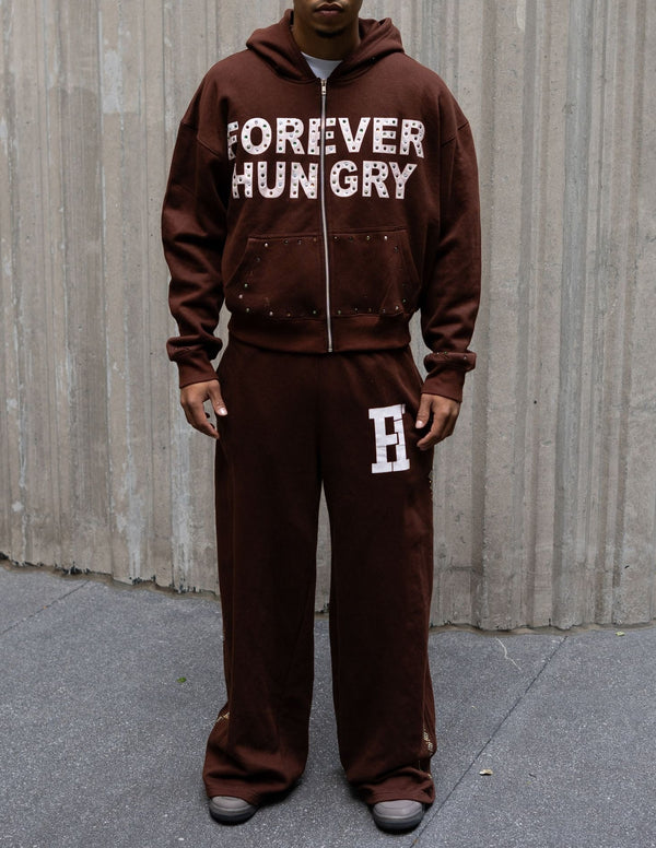 Forever Hungry Gemstone Tracksuit Set "Brown"