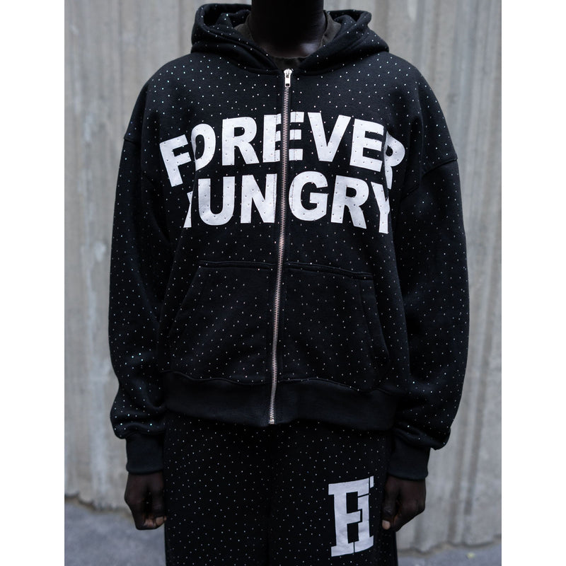 Forever Hungry All Over Gemstone Tracksuit Set "Black"