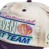 Up7Skate Dirty Meck International Street Team Snapback Hat "Cream/Purple"