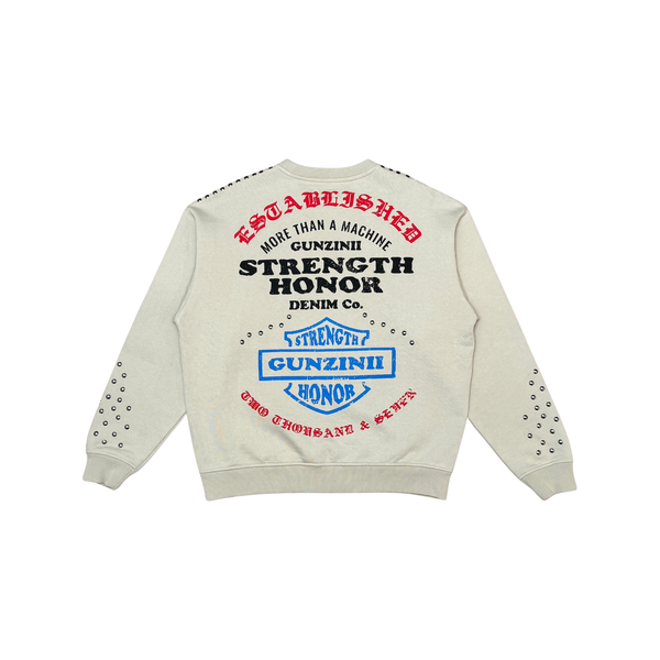 Gunzinii Strength & Honor Studded Crewneck “Khaki”