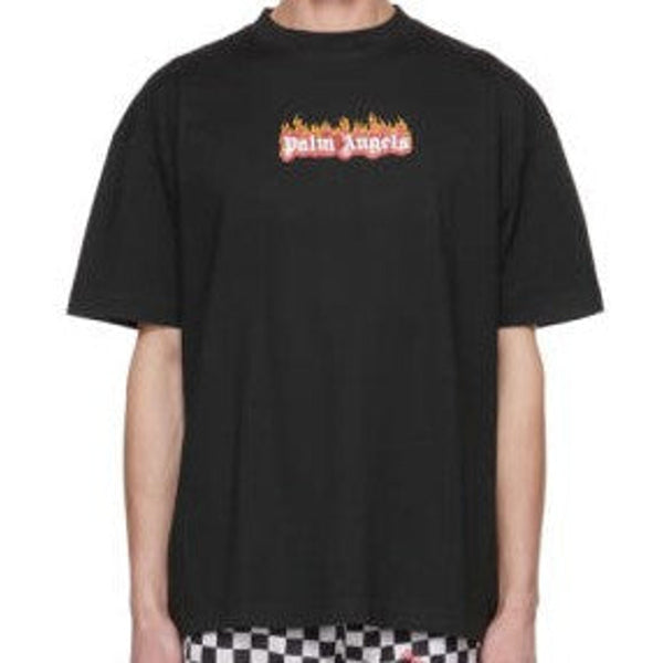 Palm Angels Burning Logo Tee "Black"