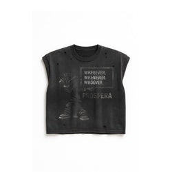 Prospera Statement Sleeveless Tee "Black Wash"