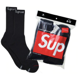 Supreme Hanes Crew Socks (4 Pack) - Black