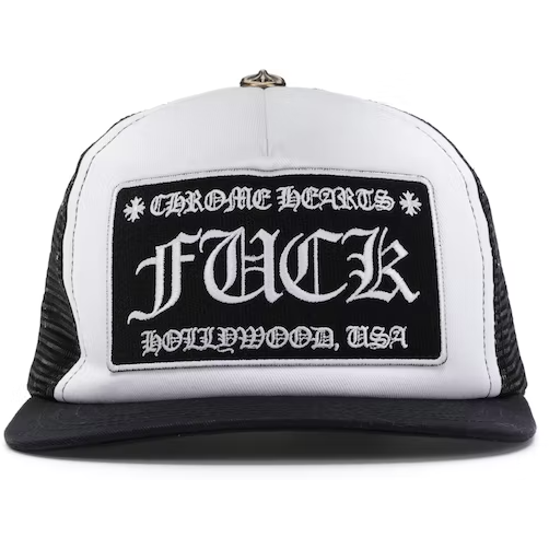 Chrome Hearts Fuck Hollywood Trucker Hat "Black/White"