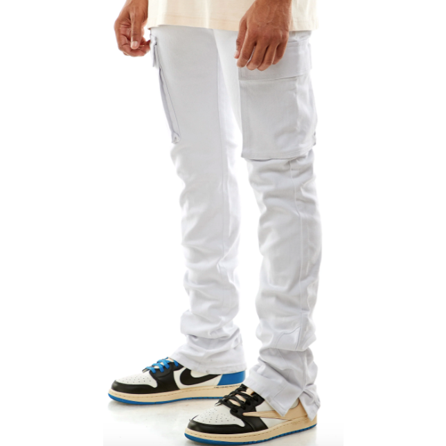 KDNK Stacked Cargo Pants "White"